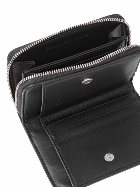 CKJ MINIMAL MONOGRAM Portafoglio medio in pelle na black - Portafogli Donna