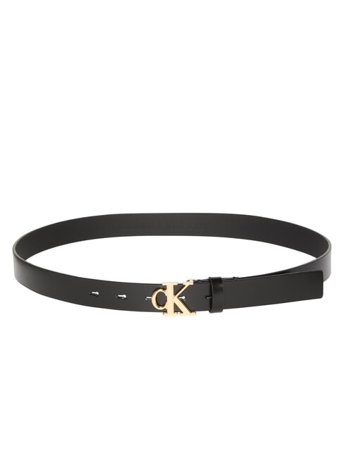 MONOGRAM BUCKLE Cintura in pelle con logo metallico na black - Cinture