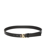 CALVIN KLEIN MONOGRAM BUCKLE Cintura in pelle con logo metallico - Cinture