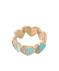 GUESS LOVELY Anello con cuori smaltati e zirconi ylw gold/turquoise - Anelli - 3