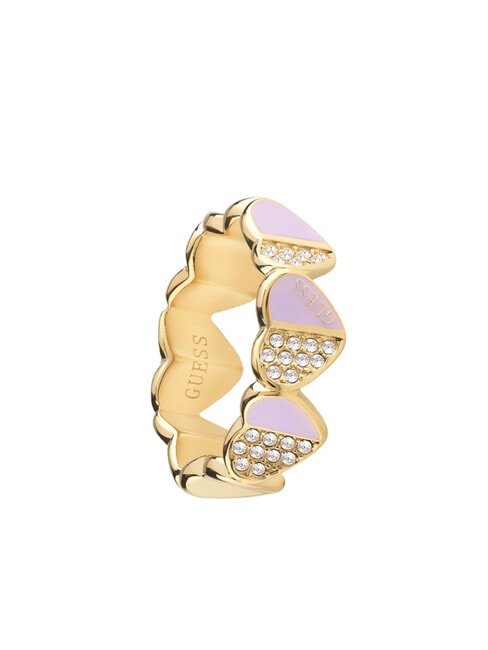 LOVELY Anello con cuori smaltati e zirconi yellow gold/lilac - Anelli