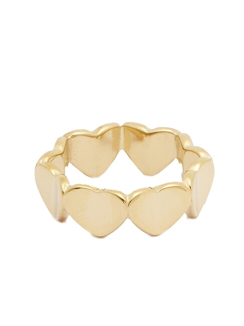 LOVELY Anello con cuori smaltati e zirconi ylw gold/turquoise - Anelli