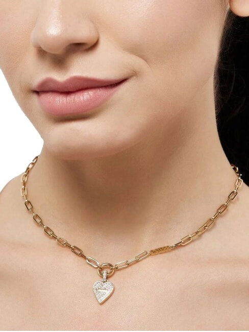 LOVE ME TENDER Collana con cuore e zirconi yellow gold - Collane