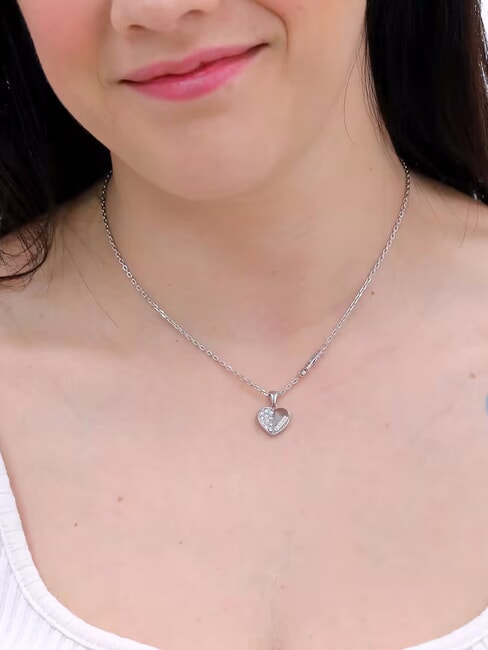 LOVELY Collana con charm cuore e zirconi SILVER - Collane