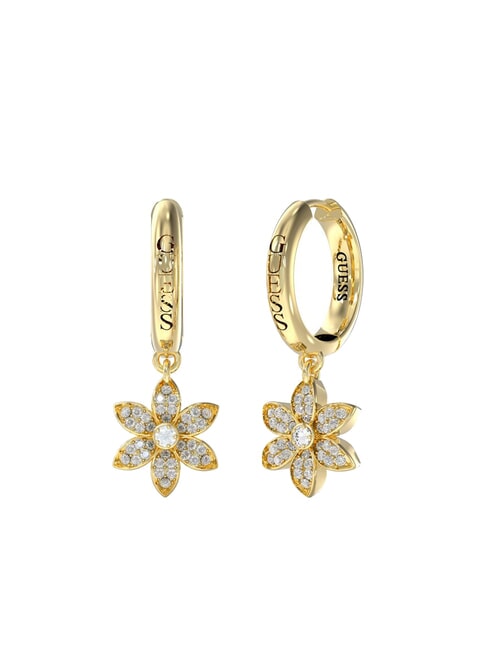 WHITE LOTUS Orecchini a cerchio con charms fiori yellow gold - Orecchini