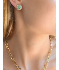 GUESS DREAMING Orecchini a bottone smaltati con logo ylw gold/aquamarine - Orecchini - 2