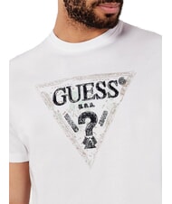 GUESS TRIANGLE T-shirt in cotone con stampa purwhite - T-shirt Uomo - 3