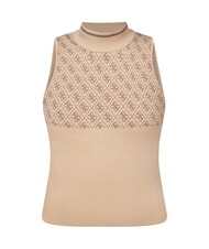 GUESS RN LISE 4G Canotta a lupetto coffee and travertin - T-shirt e Top Donna - 3