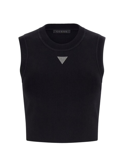 ALEXIA Topo corto in maglia logo strass jetbla - T-shirt e Top Donna