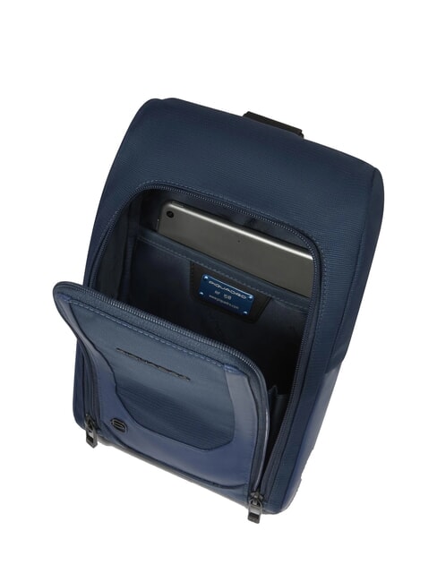 S140 Zaino monospalla porta iPad in tessuto riciclato blu - Zaini da lavoro porta PC