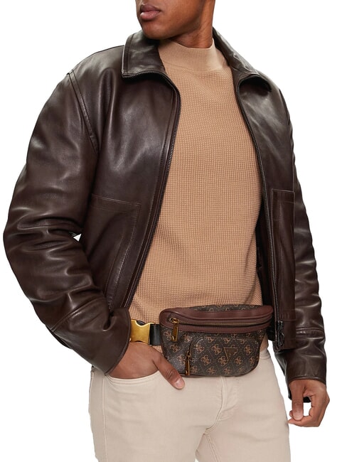 MILANO Marsupio stampa logo brown/ochre - Marsupi