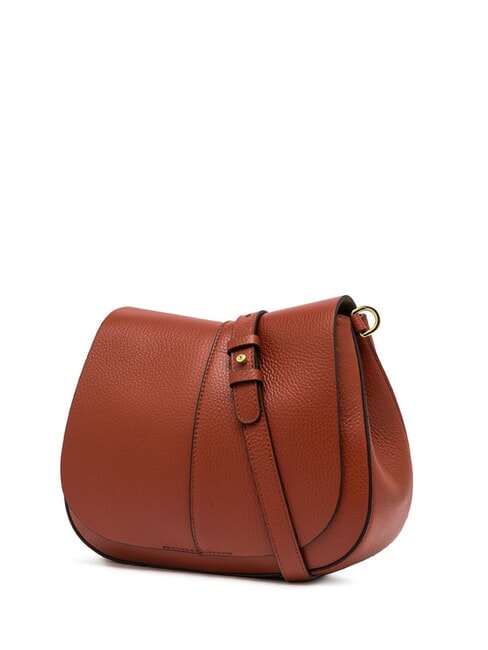 HELENA ROUND Borsa in pelle con doppia tracolla brick red - Borse Donna