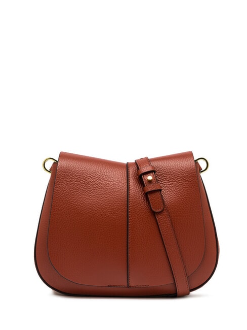 HELENA ROUND Borsa in pelle con doppia tracolla brick red - Borse Donna
