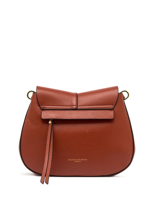 HELENA ROUND Borsa in pelle con doppia tracolla brick red - Borse Donna