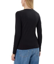 GUESS EMBRO SCRIPT LOGO T-shirt a manica lunga con logo e strass - T-shirt e Top Donna