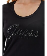 GUESS EMBRO SCRIPT LOGO T-shirt a manica lunga con logo e strass jetbla - T-shirt e Top Donna - 3