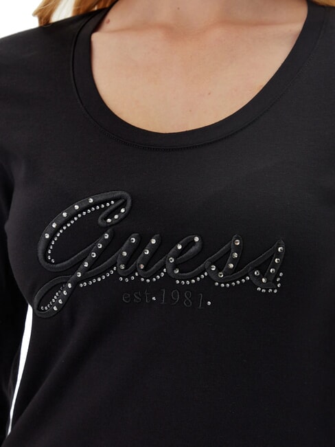 EMBRO SCRIPT LOGO T-shirt a manica lunga con logo e strass jetbla - T-shirt e Top Donna