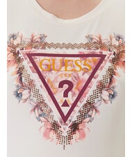 GUESS TRIANGLE FLOWERS T-shirt stretch con stampa vanilla blush - T-shirt e Top Donna - 3