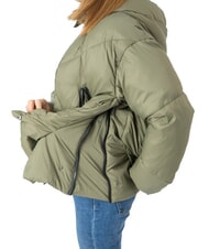 CANADIAN EUGENIE Piumino satin corto con cappuccio olive night - Piumini Donna - 3