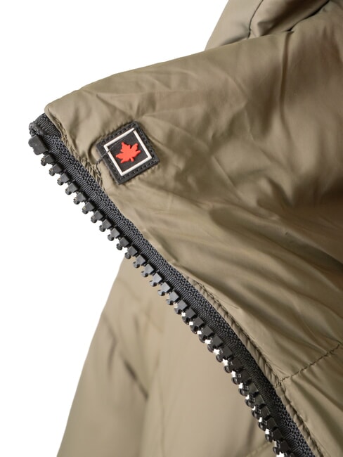 EUGENIE Piumino satin corto con cappuccio olive night - Piumini Donna