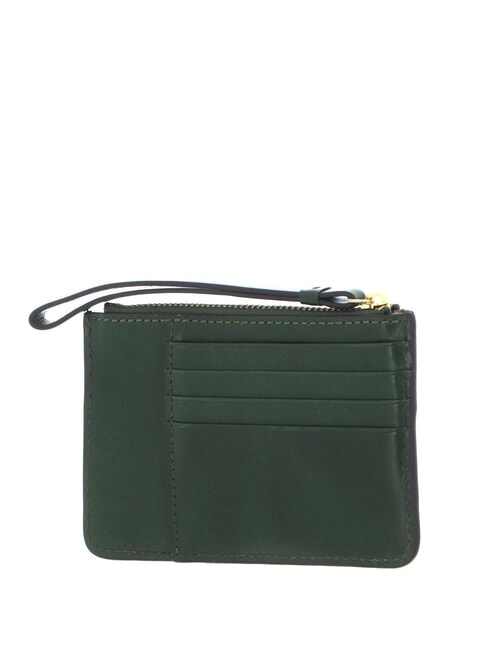 LUCREZIA Bustina portacard / portamonete in pelle verde inglese abb. oro - Portafogli Donna