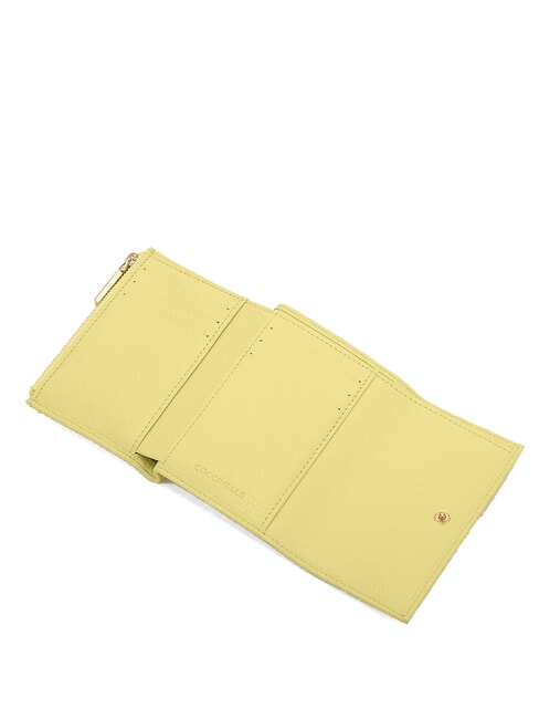 METALLIC SOFT Small wallet in textured leather lime wash - Portafogli Donna