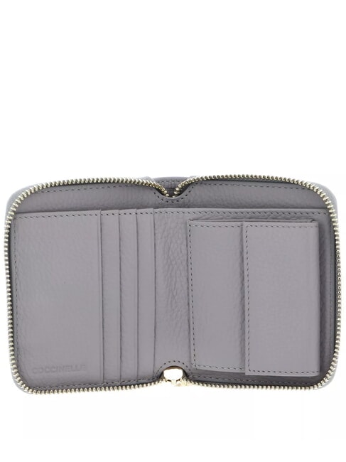 METALLIC SOFT Small leather wallet light grey - Portafogli Donna