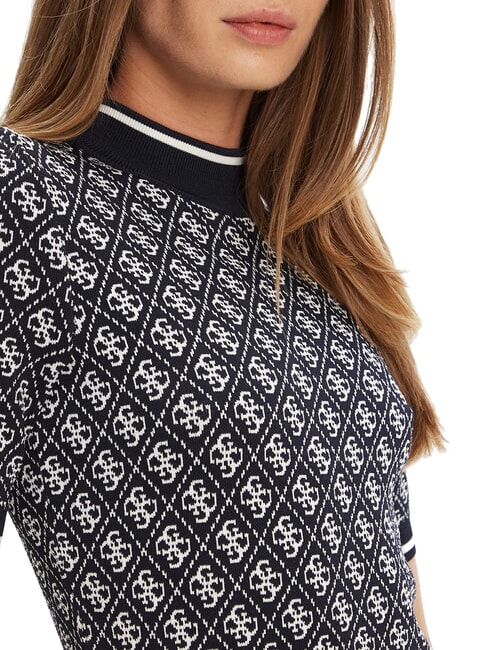 LISE Abito stretch in maglia smart blue and cream - Vestiti Donna