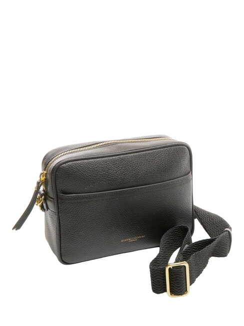NINA Borsa camera case in pelle con tracolla in tessuto Nero - Borse Donna