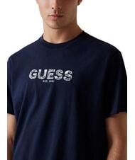 GUESS BSC EMBROIDERY LOGO T-shirt in cotone con logo ricamato smart blue multi - T-shirt Uomo - 3