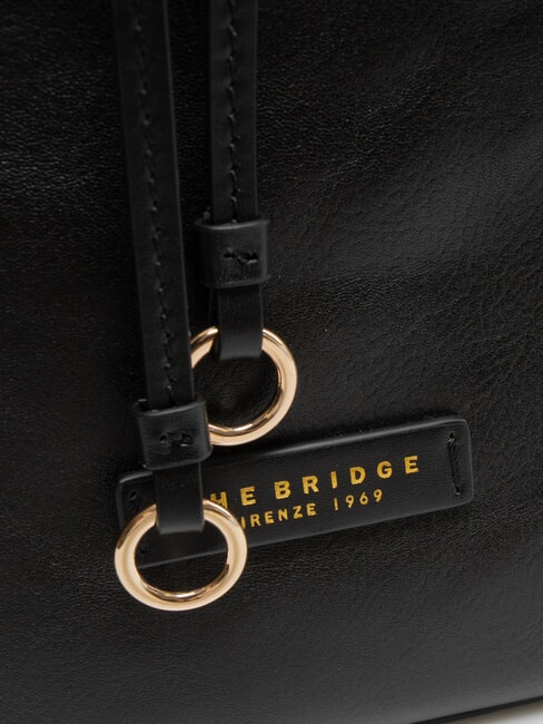 CARLOTTA Borsa sacca in pelle con tasche Nero Oro - Borse Donna