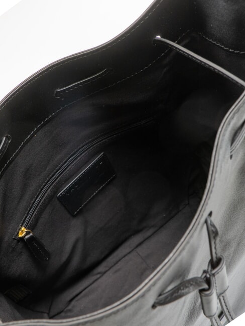 CARLOTTA Borsa sacca in pelle con tasche Nero Oro - Borse Donna