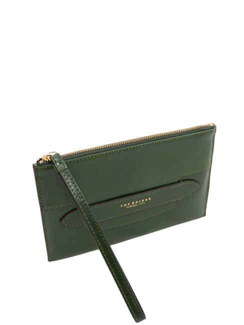 LUCREZIA Pochette con polsierina in pelle verde inglese abb. oro - Borse Donna