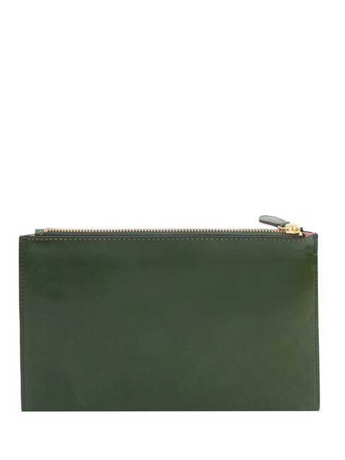 LUCREZIA Pochette con polsierina in pelle verde inglese abb. oro - Borse Donna