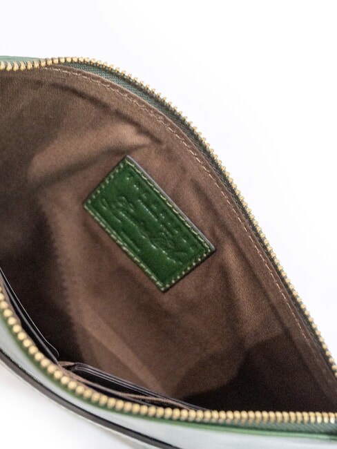 LUCREZIA Pochette con polsierina in pelle verde inglese abb. oro - Borse Donna