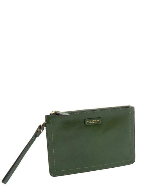 FIONA Pochette piatta in pelle con polsierina verde inglese abb. oro - Borse Donna