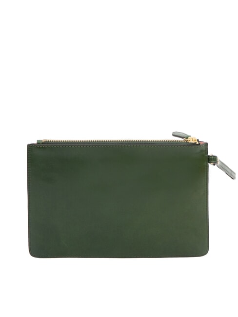 FIONA Pochette piatta in pelle con polsierina verde inglese abb. oro - Borse Donna