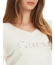 GUESS KENZIE LOGO Maglioncino scollo a V cremwhi - Maglie Donna - 3