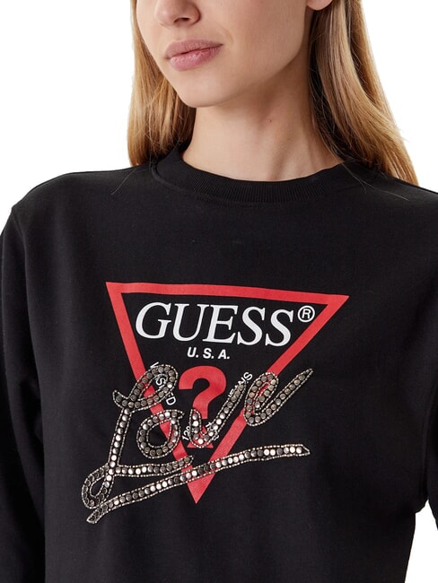 STUDDED LOVE Felpa girocollo con stampa a borchiette jetbla - Felpe Donna