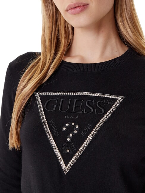 KIARA TRIANGLE LOGO Maglioncino girocollo con strass jetbla - Maglie Donna
