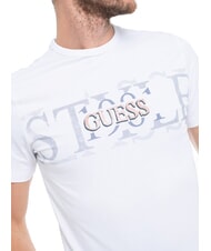 GUESS CHEST BOX T-shirt in cotone con stampa purwhite - T-shirt Uomo - 3