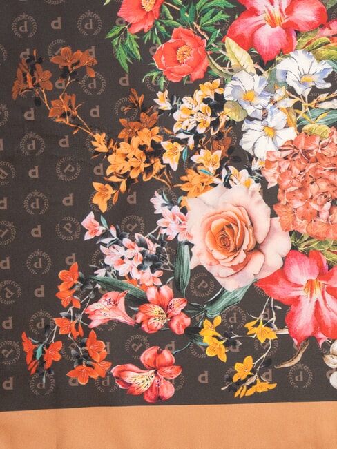 FLOWERS TWILL Foulard stampato marrone flowers - Sciarpe