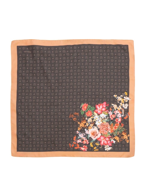 FLOWERS TWILL Foulard stampato marrone flowers - Sciarpe