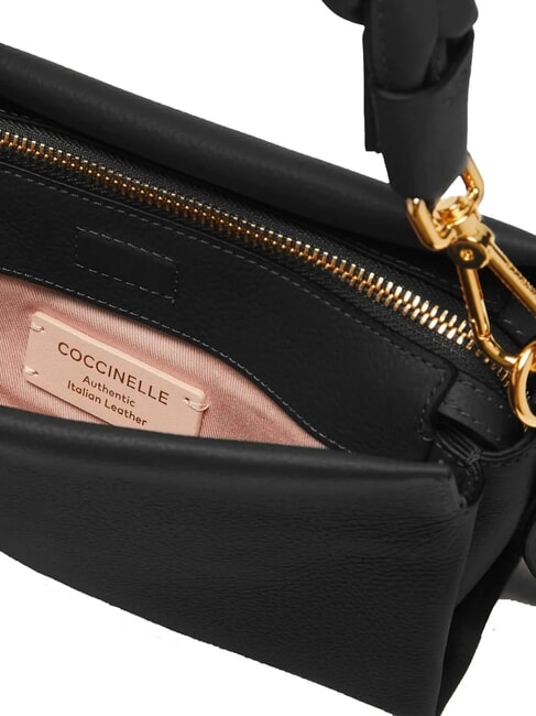 BOHEME GRANA DOUBLE Borsa piccola a mano in pelle martellata noir/cognac - Borse Donna