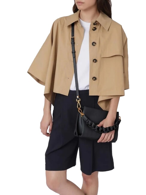 BOHEME GRANA DOUBLE Borsa piccola a mano in pelle martellata noir/cognac - Borse Donna