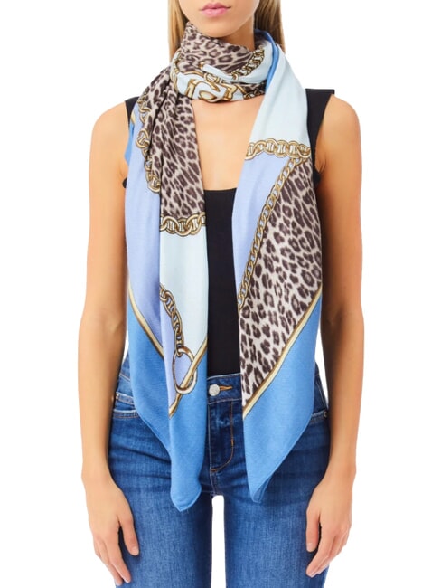 ANIMALIER CHAIN Foulard con stampa all over light denim - Sciarpe