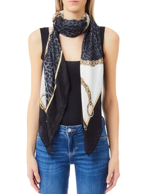 ANIMALIER CHAIN Foulard con stampa all over NERO - Sciarpe