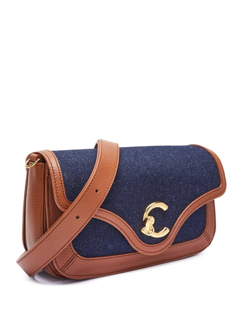 C-ME DENIM Borsa a spalla blue den/cognac - Borse Donna