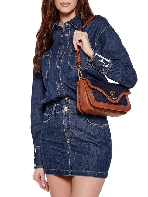 C-ME DENIM Borsa a spalla blue den/cognac - Borse Donna