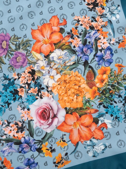 FLOWERS TWILL Foulard stampato azzurro flowers - Sciarpe